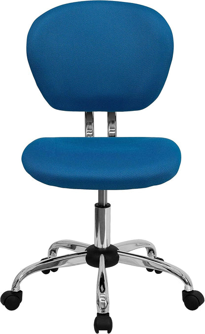 Flash Furniture Draaistoel met gemiddelde rugleuning en verchroomde voet, metaal, turquoise, 58,42 x 55,88 x 25,4 cm