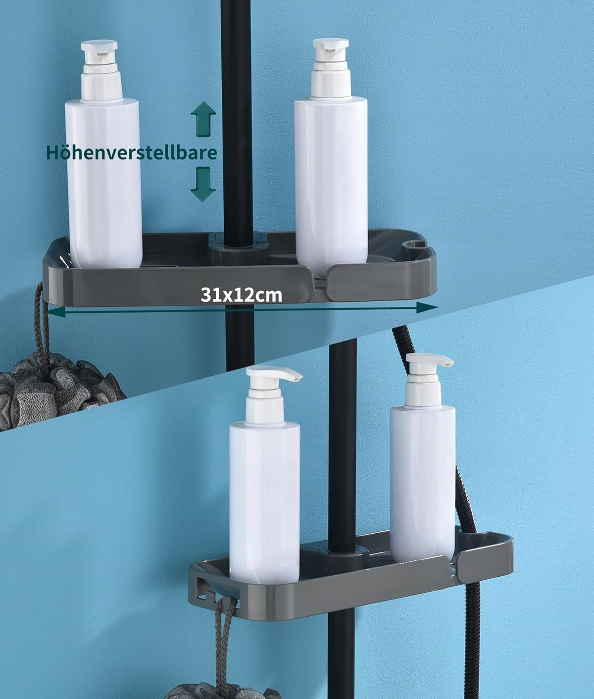 Thermostatisch Douche Systeem – Douche Set – Regendouche – Handdouche – Douchestang – Mat Zwart – Instelbare 38-48°C Temperatuur – 360° Draaibare Regendouche 30x20 cm