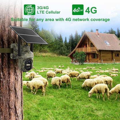 4G Beveiligingscamera – Wildcamera – Mobiele Camera – Draadloze Bewakingscamera – Surveillance Camera – 2K HD Kleurennachtzicht – Zonnepaneel Met Ingebouwde Batterij – 2 Camera Set