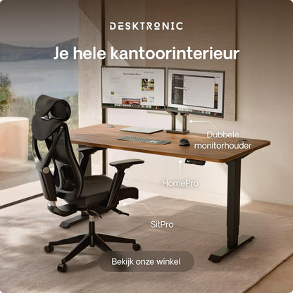 Desktronic Desk Sit-Stand - 160x80 cm - Height Adjustable Desk with USB/USB-C, 3 Memory Modes, Dual Motor and Touchscreen Control Electric Table for Comfort and Productivity. - QUORE