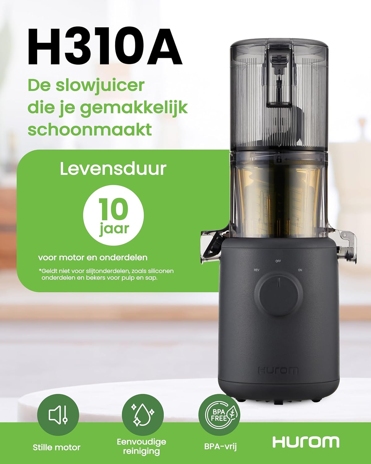 HUROM | Sapcentrifuge | sapcentrifuge voor groenten en fruit | H310A | koude pers | stille motor | gemakkelijk te reinigen | compact design | 220 ml | 100 watt | BPA-vrij (houtskool)