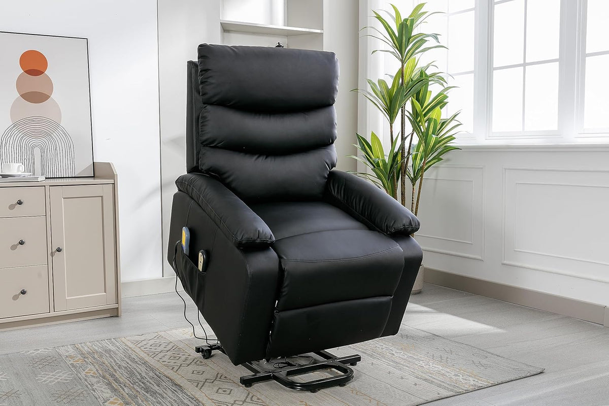 ASTAN HOGAR Ceci AH-AR10530NG Relaxstoel met zelfhulpfunctie, elektrisch liggen, massage en thermotherapie, zwart