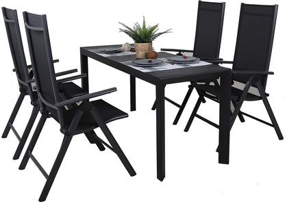 Ambientehome, 50204, 8-voudig verstelbare aluminium klapstoelen, kleur grijs, campingstoel, klapstoel