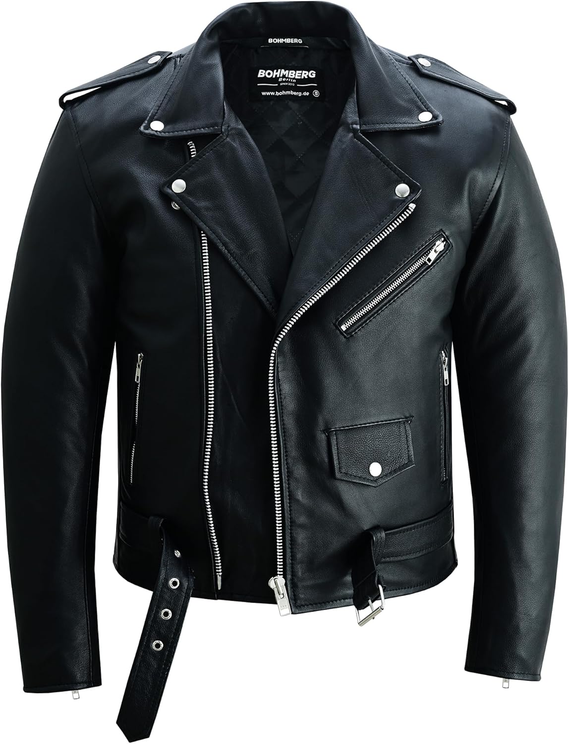 Leren herenjack Highway Bikerjack Marlon Brando Motorjas - Touringjack volnerf echt leer Zwart - 3XL