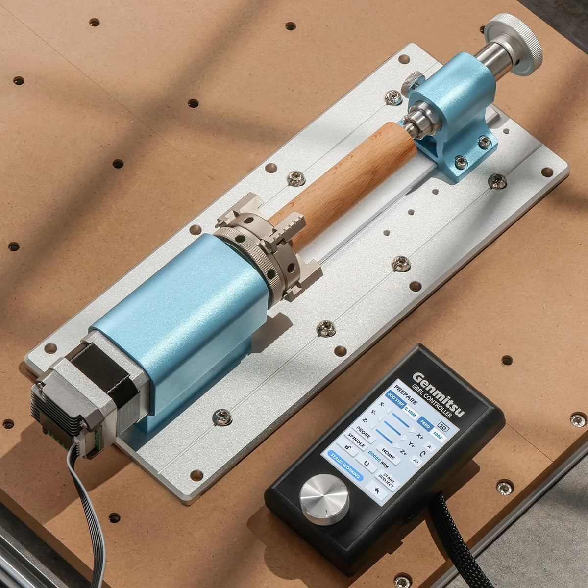 Genmitsu 4e as roterende moduleset voor 4040-PRO & 3030-PROVer MAX CNC freesmachine met planetaire tandwiel stappenmotor, 10:1 snelheidsreductor, Werkbereik: Lengte 10-200mm, Diameter 2-50mm