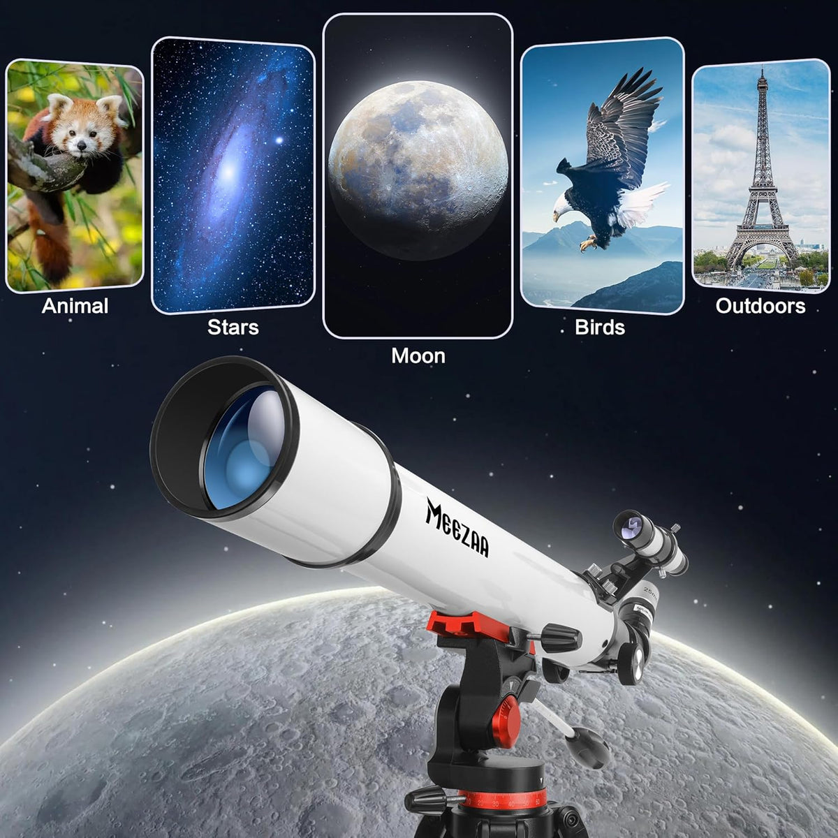 Telescoop, Astronomie Telescoop voor Volwassenen Professioneel, 70mm Opening 700mm Refractor Telescopen voor Kinderen en Beginners, Draagbare Reistelescopen met Roestvrijstalen Statief