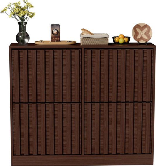 Schoenenkast – Schoenopberger – Schoenrek – Schoenmeubel – Schoenenkast Kiept – Verstelbare Plank – Natuurlijke Houtlook – Compact 102x24x86,5 cm
