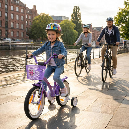 PROMETHEUS BICYCLES kinderfiets 14 inch meisjes- fiets meisje van 4 jaar oud met zijwieltjes terugtraprem Meisjesfiets 14 inch in paars violet
