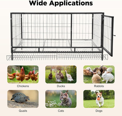 Chicken Coop with Automatic Egg Collection, 120 x 58 x 62 cm, Iron Modern for Indoor and Outdoor Use for 9-10 Chickens - QUORE