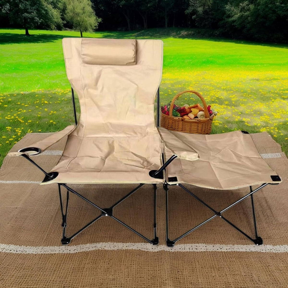 Générique Foldable Reclining Chair, Heavy Duty Lounge Chair, Comfortable Patio Chair, Stable Load Bearing Outdoor Seating, Adjustable Lawn Recliner for Swimming Pool, Camping, Backyard, Relaxation