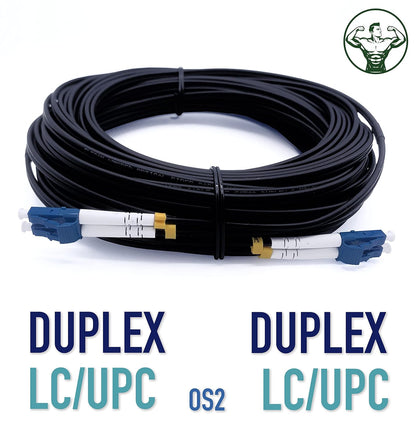 Elfcam - 300M Glasvezelkabel Buiten/Binnen LC/UPC-LC/UPC OS2 Monomode Enkelmodus 9/125μm LSZH Duplex Zwart
