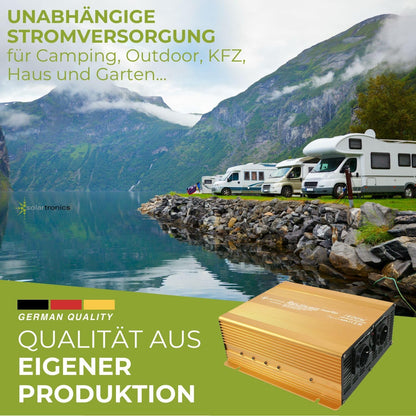 Spanningsomvormer 24V 1500 3000 Watt zuivere SINUS Power USB 2.1A Gold Edition LifePO4 / lithium, lood-, gel of AGM-batterij compatibel