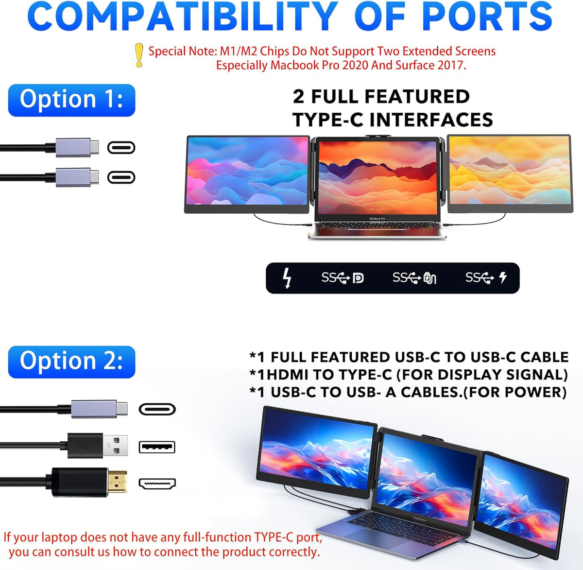 Kwumsy Portable Monitor For Laptop-14" Full HD 1080p Display Dual Triple Monitor Screen Extender,Compatible With Windows/Mac/Chrome For 13''-17.3'' Maximum Width 405mm Laptops. - QUORE
