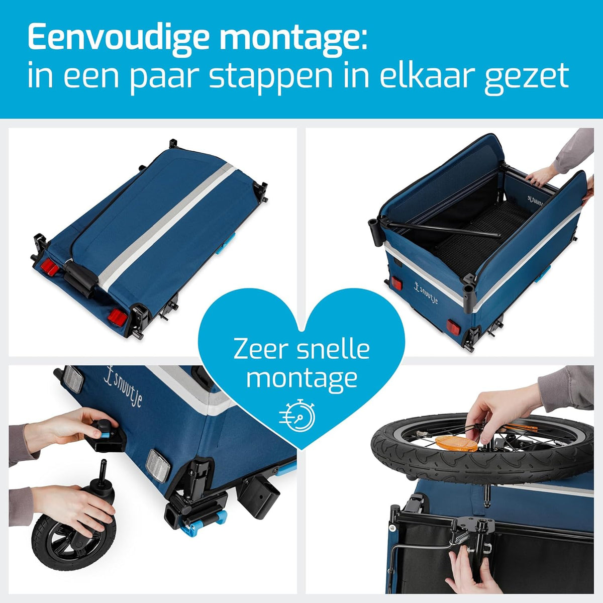 bolderkar opvouwbaar voor bicycle | Fietsaanhanger, perfect als boodschappenhulp en transportwagen | aanhanger voor op de fiets | afdekking met reflecterende strepen