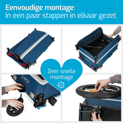 bolderkar opvouwbaar voor bicycle | Fietsaanhanger, perfect als boodschappenhulp en transportwagen | aanhanger voor op de fiets | afdekking met reflecterende strepen