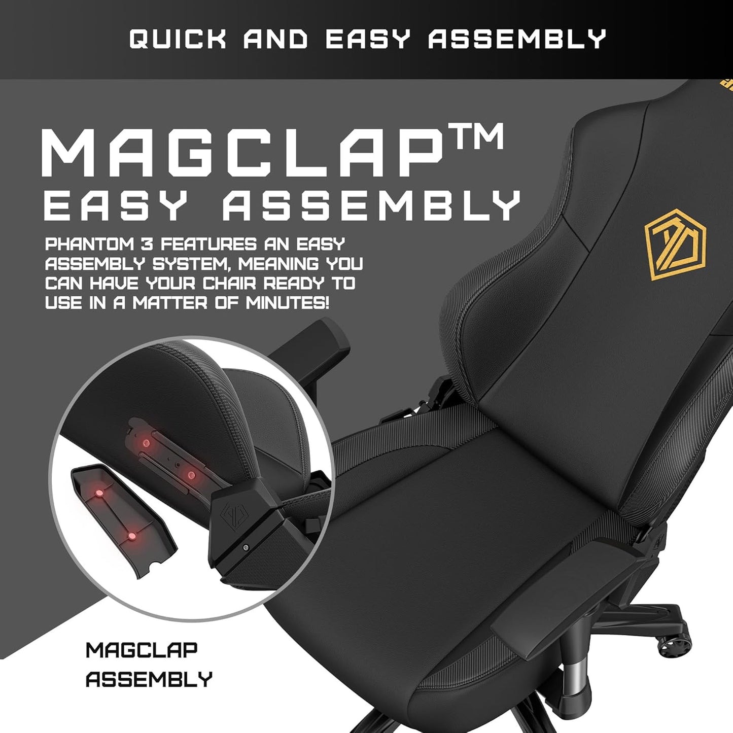 Anda Seat Phantom 3 Gamingstoel, ergonomische bureaustoelen, liggende videogame-gamestoel, nek- en lendenrugsteun - grote premium zwarte pvc-lederen gamingstoel voor volwassenen