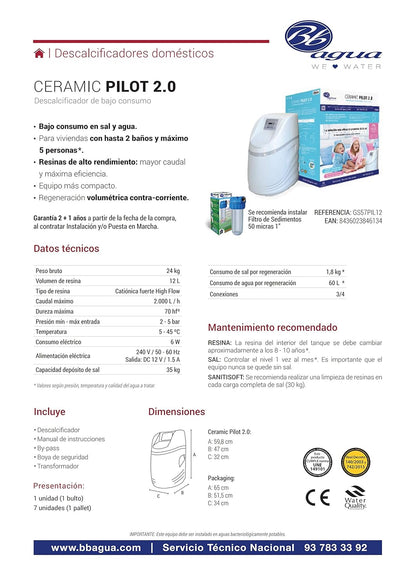 Waterontharder – Waterontkalker – Ontkalker – Waterverzachter – Kalkfilter – Voor Hele Huis tot 2 Badkamers en 5 Personen – 1.250 Liter per Dag – Automatische Regeneratie om 03:00 uur