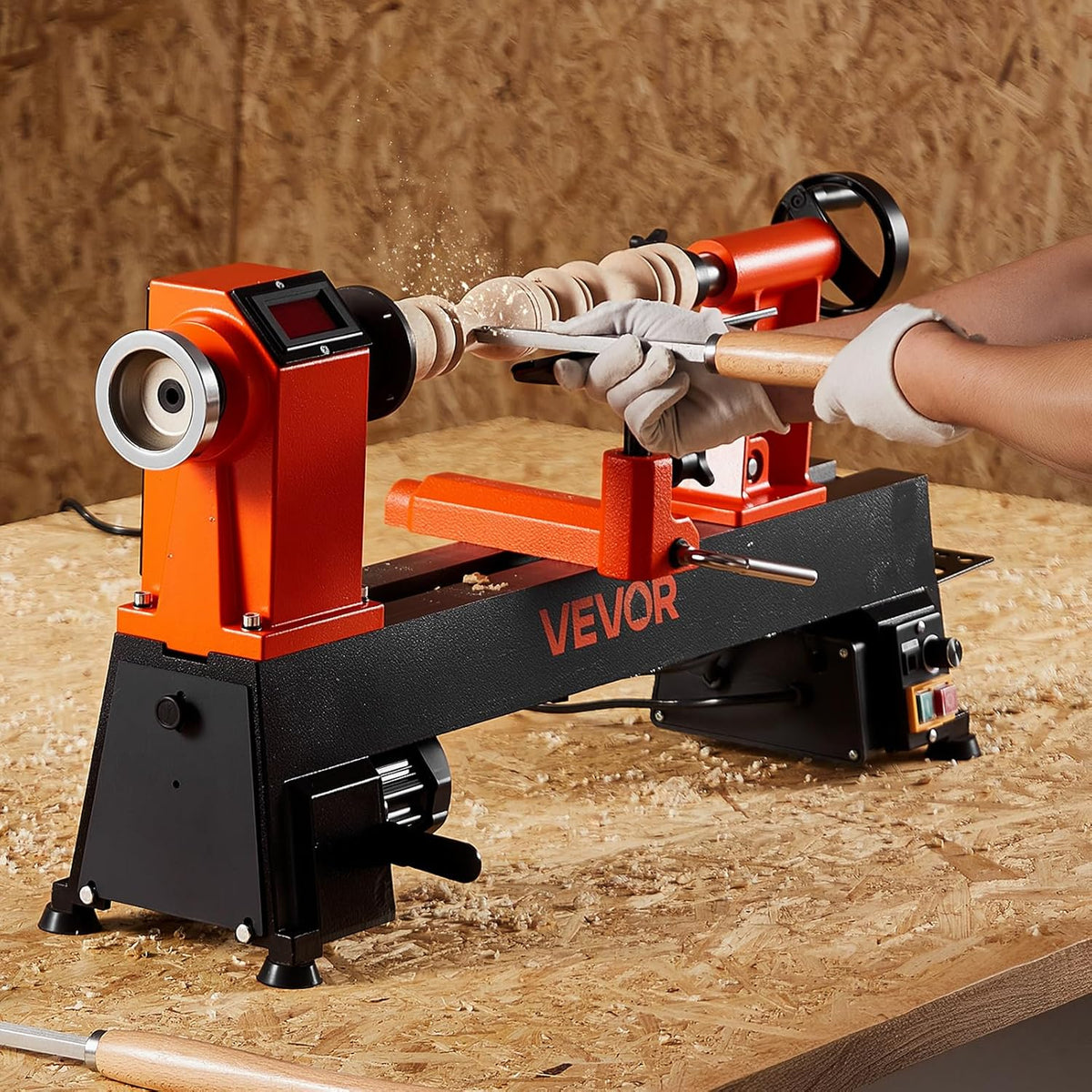 VEVOR Lathe 1 PS/750 W, Variable Speed Lathe from 0 to 3800 rpm, Lathe 304 x 465 mm Workbench Lathe for Beginners and DIY Woodworking