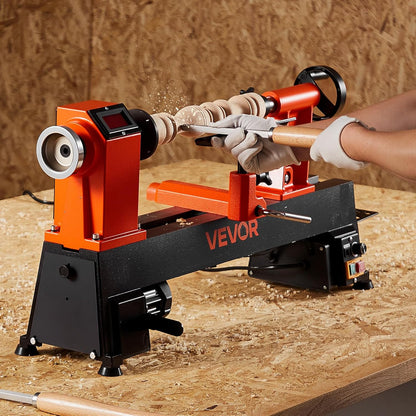 VEVOR Lathe 1 PS/750 W, Variable Speed Lathe from 0 to 3800 rpm, Lathe 304 x 465 mm Workbench Lathe for Beginners and DIY Woodworking