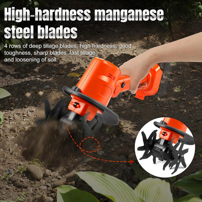 Draadloze handfrees compatibel met Makita 18 V accu (zonder batterij), 550 W tuinfrees met 10 cm freesdiepte en 10 cm freesbreedte, akkerfrees (met 1,3 m verlenging)