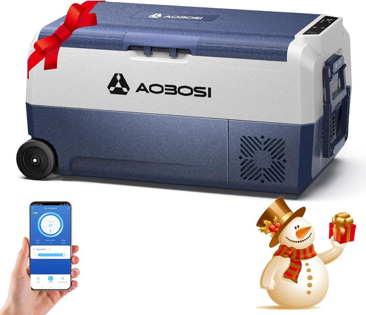 AAOBOSI Compressor-koelbox, 36 l, koelbox auto met wifi-app-bediening, 12/24 V en 100-240 V, elektrische koelbox, tot -20 °C, voor auto, vrachtwagen, boot, camper, camping, afzonderlijke zone