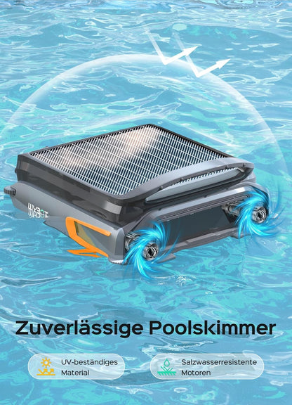 WYBOT F1 Zwembad-skimmer op zonne-energie, zwembadrobot met accu, ultrastil, app-bediening, voor alle zwembaden, zwart oranje (oplader niet inbegrepen, zie speciale aanbieding)