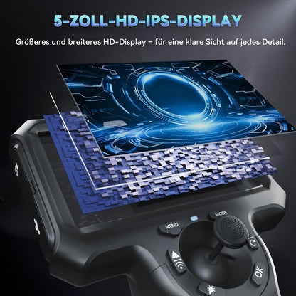 Ralcam Endoskopkamera 6,2mm Endoscope Camera - Endoskop 360° Inspektionskamera mit Licht 5,0" HD 1280x720 Rohrkamera, Kameras mit 6 LED, IP67 Wasserdicht 1m Halbstarres Kanalkamera Teleskopkamera