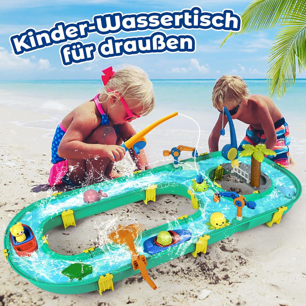 Watertafel - Watertafel Speelgoed - Waterspeeltafel - Zandmachine - Activiteitentafel - met 2 Boten - 57 stuks - Accessoires - Volledig Spel - Zomerspeelgoed - voor Kinderen - Buiten - Groen