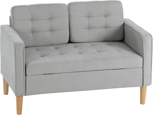 Tweezitsbank – 2-zits bank – loveseat – zitbank – sofa – Met Opbergruimte – Fluwelen Bekleding – Compact Design – Rubberhouten Poten
