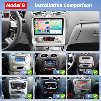 Hikity 4G 64G 8Core Android13 Car Stereo voor Ford Focus Mk2 Mk3 Exi MT 2 3 2004-2011 Carplay Draadloze Android Auto 9'' Radio met GPS Bluetooth WiFi RDS DSP 3 Gedeelde Scherm SWC Achteruitkijkcamera