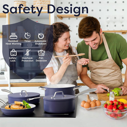 CIARRA CBBIH4BF Inductiekookplaat, 4 geïntegreerde kookplaten, 7200 W, met Flex-functie, boost-functie, inductie, touch-bediening, verschuifbaar, 9 standen, zwart