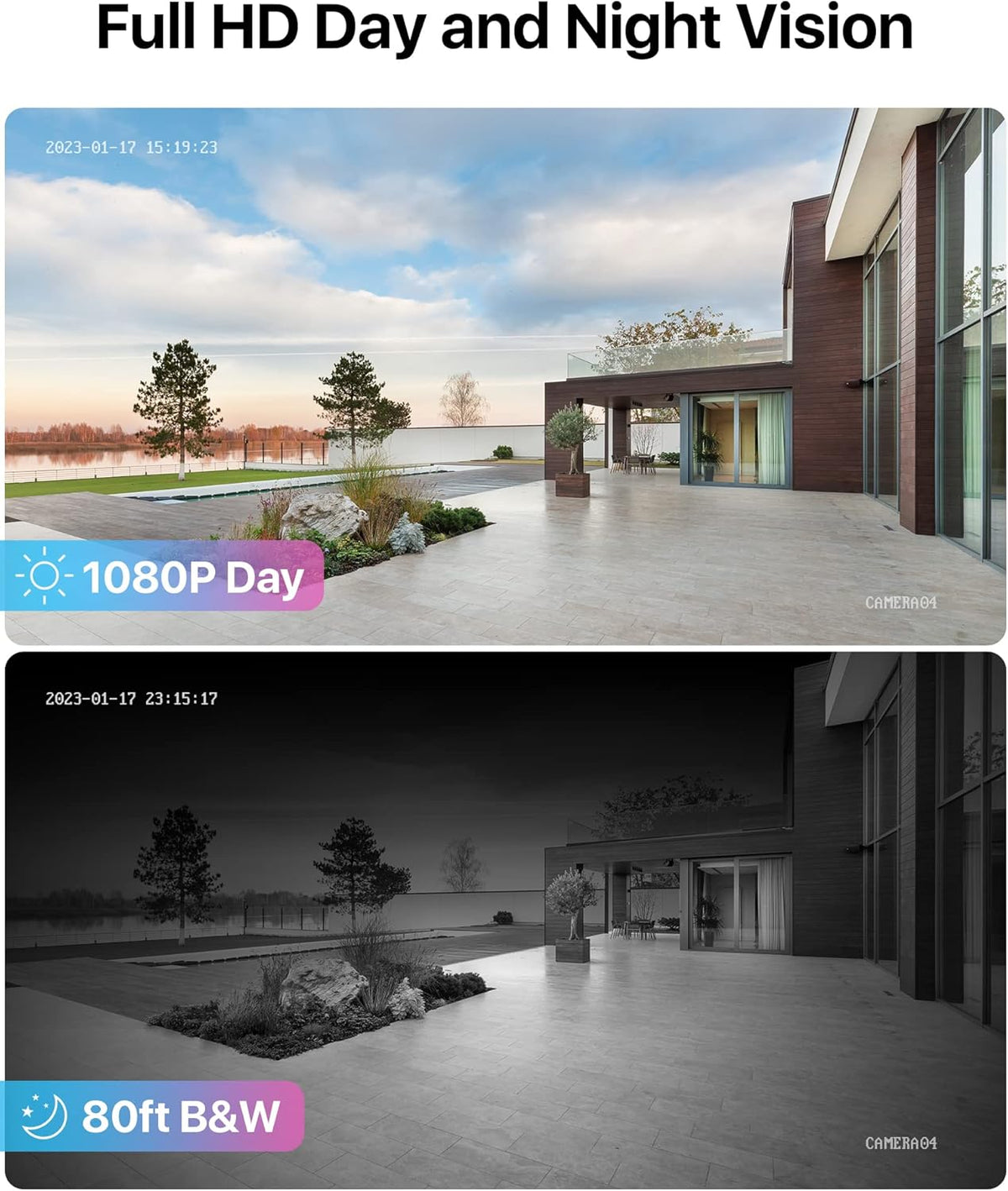 ZOSI 1080p Video Bewakingscamera Set voor Buiten 8CH 1TB DVR met 4 Outdoor 2MP Camerasystemen, Bewegingsdetectie, App E-mail Alarm