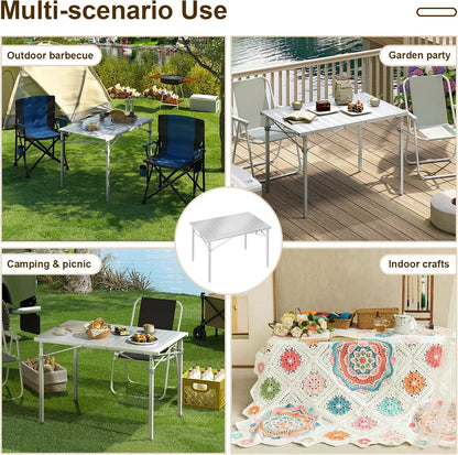 Campingtafel - Vouwtafel - Klaptafel - Draagbare - met Draagtas - voor Buiten - Binnen - Achtertuin - Tuin - Barbecue - Aluminium - 104 x 69 x 70cm - Zilver