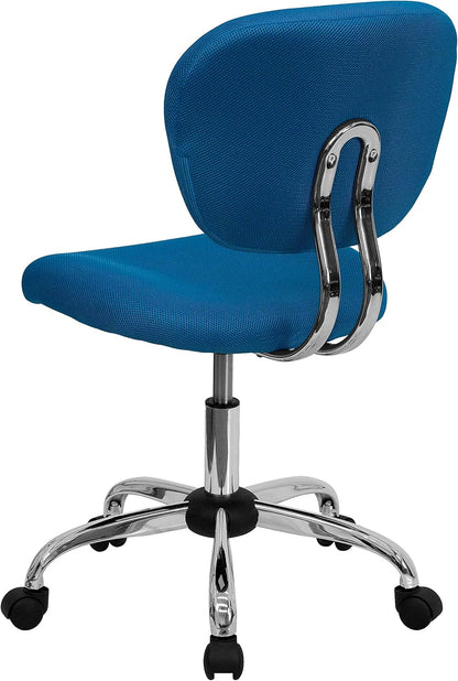 Flash Furniture Draaistoel met gemiddelde rugleuning en verchroomde voet, metaal, turquoise, 58,42 x 55,88 x 25,4 cm