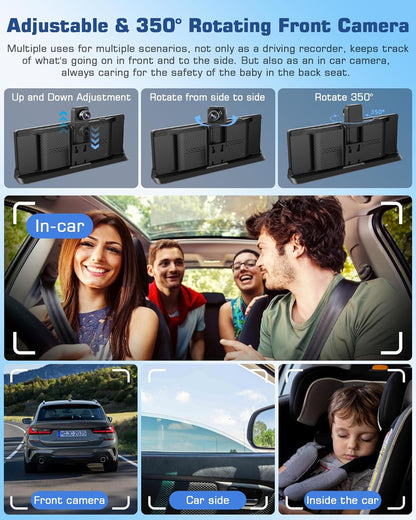 Exclusieve houder: Carplay display, Android autodisplay met 350° draaibare 4K dashcam, 10,26 inch draagbare driveplay-autoradio, Carplay Dual-Bluetooth rijnavigatie Siri G-oogle