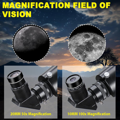 Telescoop, telescopen voor volwassenen, astronomie professioneel, 90 mm diafragma 1000 mm hoog aangedreven telescoop voor beginners en kinderen met precisie-aanpassing Vertisteel AZ Mount statief