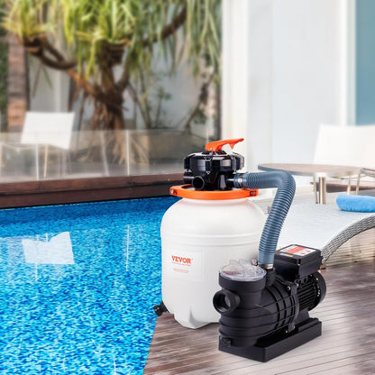 VEVOR Zandfilterpomp met 3000 GPH, voor bovengrondse vloeren, zandfilter 30,5 cm (12 inch), zwembadpomp met 1/2 pk, digitale programmeertimer, combiset van filters met
