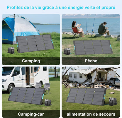Opvouwbaar zonnepaneel 400 W, monokristallijn met 23,5% rendement, IP67 waterdicht - incl. standaard en Anderson adapter, compatibel met powerstation, generator, camper, camping