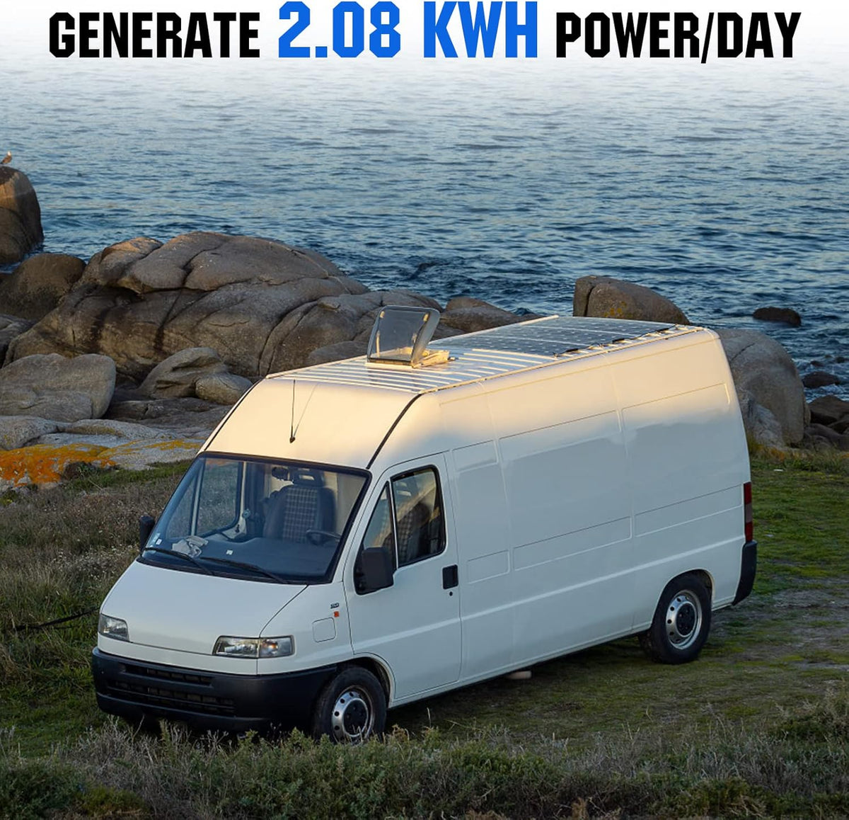 Zonne-energiesysteem – Solar Set – Zonnepanelen Systeem – Mobiel Zonnepaneel – Flexibel Zonnepaneel – 520 W Compleet – 2 x 100 Ah LifePO4 Batterijen – 1100 W Zuivere Sinus Omvormer