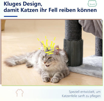 Hey-brother XXL Large Cat Tree for Maine Coon, 168 cm Cat Tree for Large Cats with Extra Large Hammock, Sisal Palissen (φ11 cm) and Climbing Rope, 2 Platforms, Hollow Basket, Light Grey EMPJ01W - QUORE