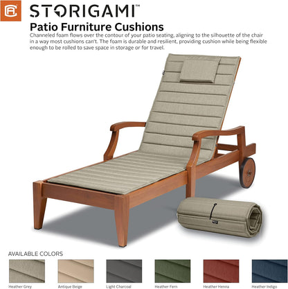 Classic Accessories Storigami Waterbestendig 72 x 21 inch Chaise Lounge-kussen, Heather Grijs, Patio Kussen