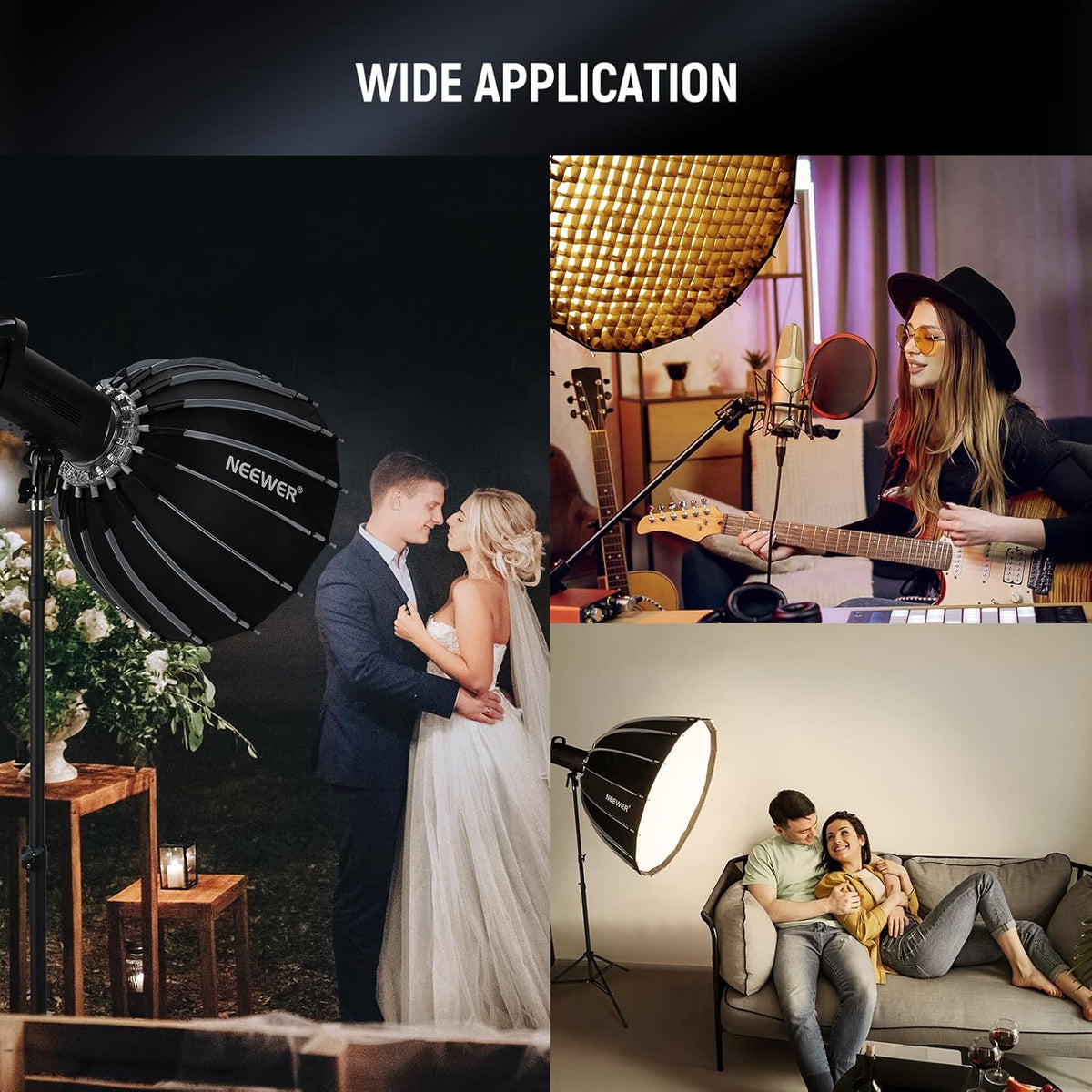 Parabolische Softbox-set – Softbox – Studiosoftbox – Fotosoftbox – Videosoftbox – 55 x 37 cm – Bowens Aansluiting – Snelontgrendeling & Dubbele Diffusers
