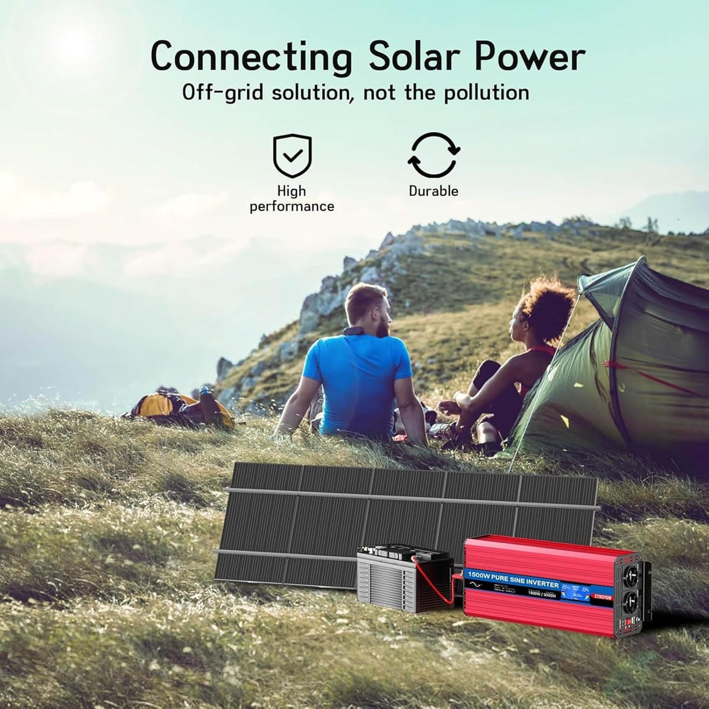 Omvormer 1500W /3000W 24V naar 230V Pure Sinus Volt ETREPOW Auto spanningsomvormer Omvormer Converter Pure Sine Wave Power Inverter DC AC omvormer (Draadloze afstandsbediening, display)