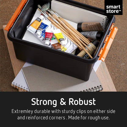 SmartStore Heavy Duty Opbergdozen met Deksels 31 L Set van 6 - Nestbare & Stapelbare Schokbestendige Gereedschapskistenset - BPA-vrije voedselopslagcontainers - Plastic Opbergdoos met Deksel