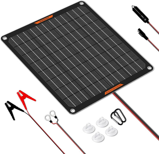Acculader op zonne-energie, 10 W, 12 V zonnepaneel, auto-accu-onderhoudsapparaat, draagbaar, waterdicht, power trickle oplader voor auto, boot, automotive met krokodillenclip
