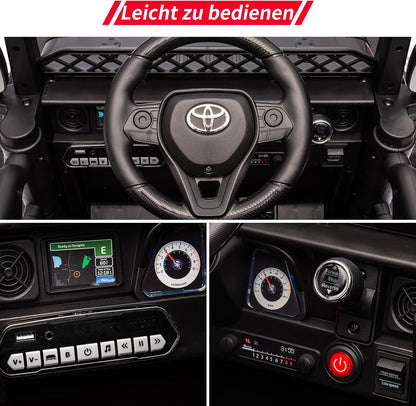 12 V Glijauto voor kinderen, gelicentieerde Toyota-glijauto, op batterijen, elektrische kinderauto met afstandsbediening, muziek, ledverlichting, veersysteem, dubbele deuren, veiligheidsgordel (zwart)