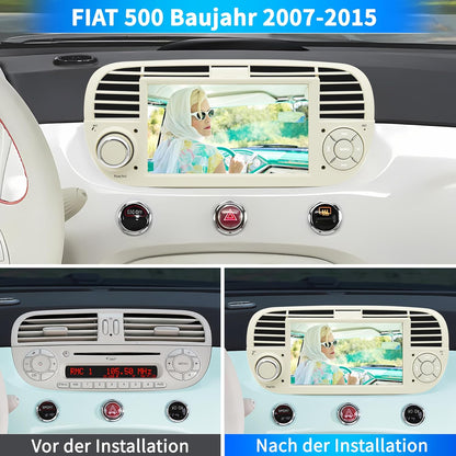 Autoradio FIAT 500 – Autoradio Multimedia – Auto Stereo – Navigatiesysteem – Inbouwradio – Android 13 Systeem – 7 Inch IPS Touchscreen – GPS Navigatie Met Offline Kaarten