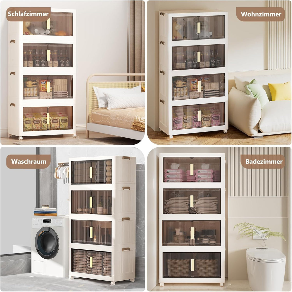 Opbergkast – Opbergdoos met deksel – Kastorganizer – Opbergbox – Organizer – 92 Liter – Met Wieltjes