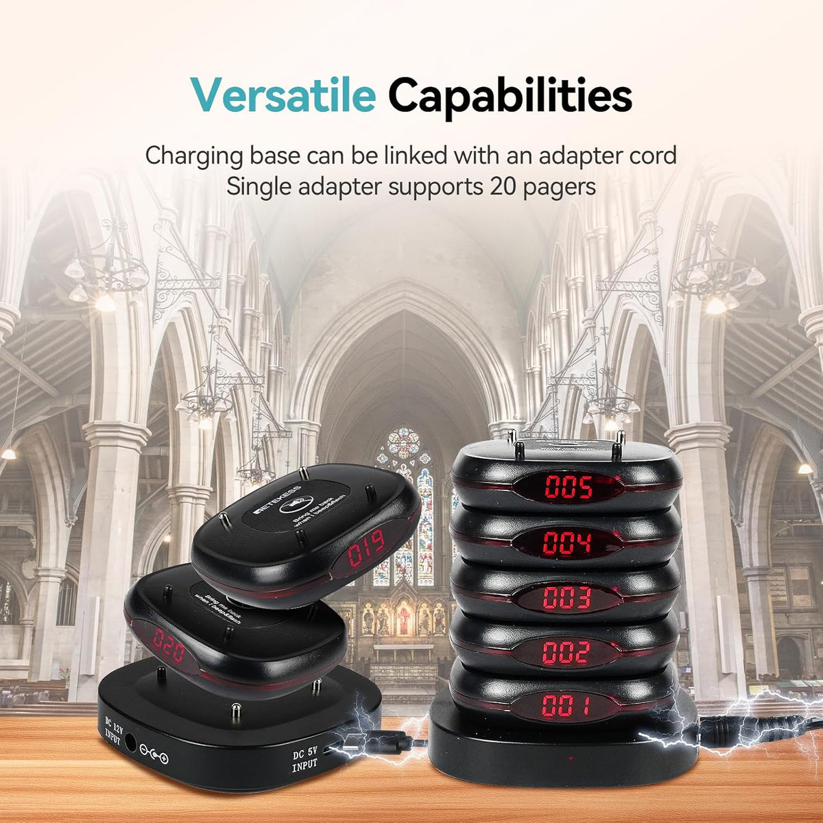 Draadloos Oproepsysteem – Pager – Semafoonsysteem – Communicatiesysteem – Oproepsysteem Restaurant – 500 Meter Bereik – 40 Pagers Met Afneembaar Toetsenbord – Mute-knop - QUORE