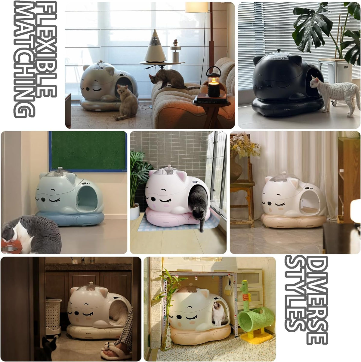 Zelfreinigende kattenbak, app-bediening, 80L extra grote automatische kattenbak, 360° geurbestrijding, geschikt voor gezinnen met meerdere katten en grote katten